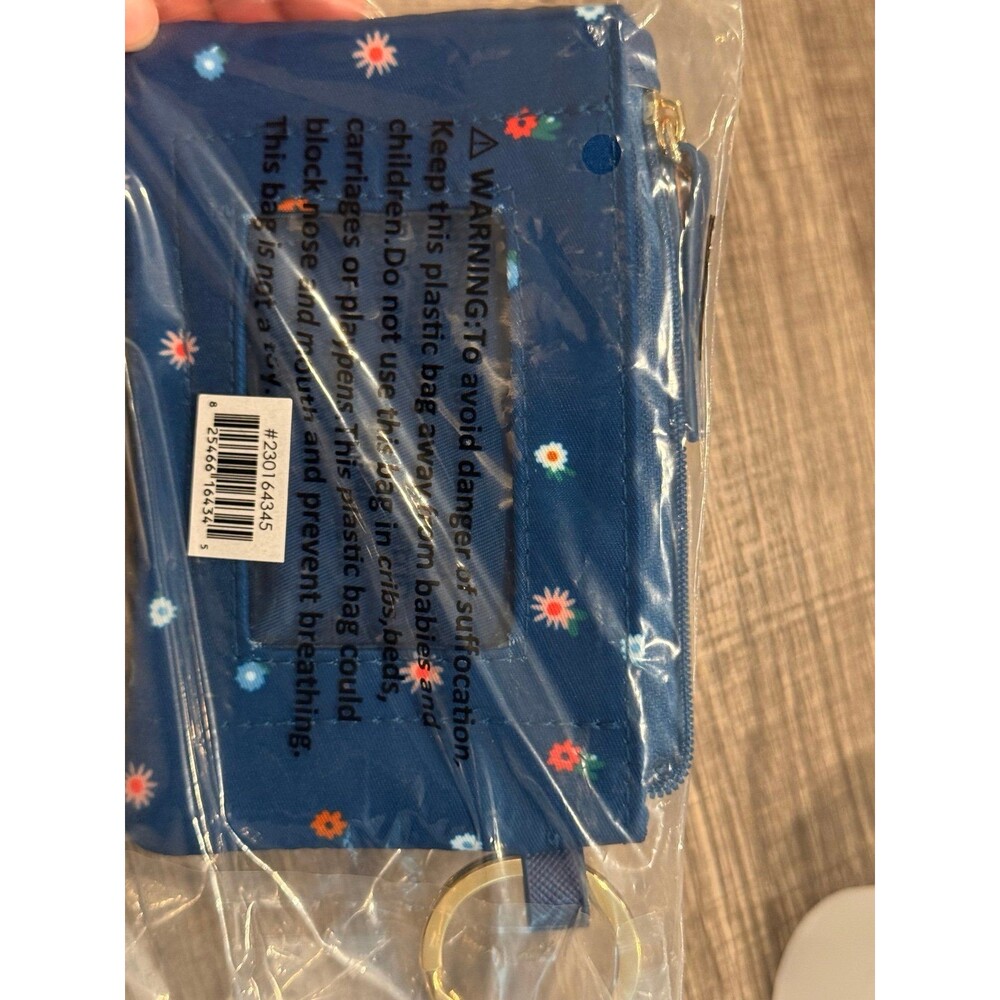 Ban.do Blue Floral Getaway Travel Zip Wallet w/ ID Case & Key Chain – Brand New